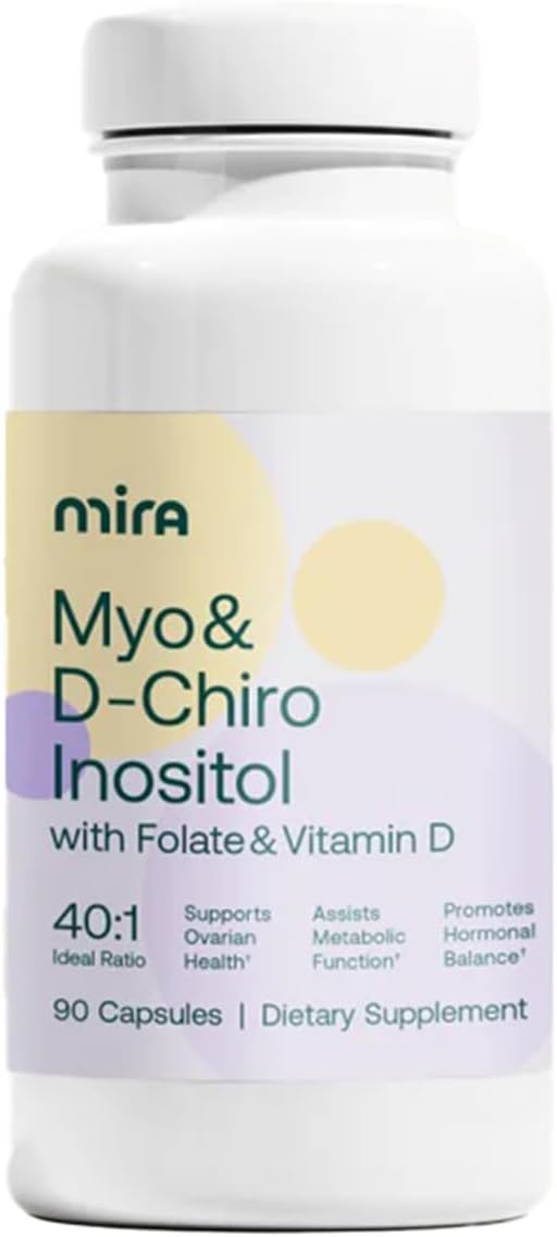 PCOS Supplement with Myo Inositol, D-Chiro Inositol, Vitamin D3, Vitamin B9 - Promotes Hormonal Balance, Ovarian Health, Metabolism - 90 Capsules
