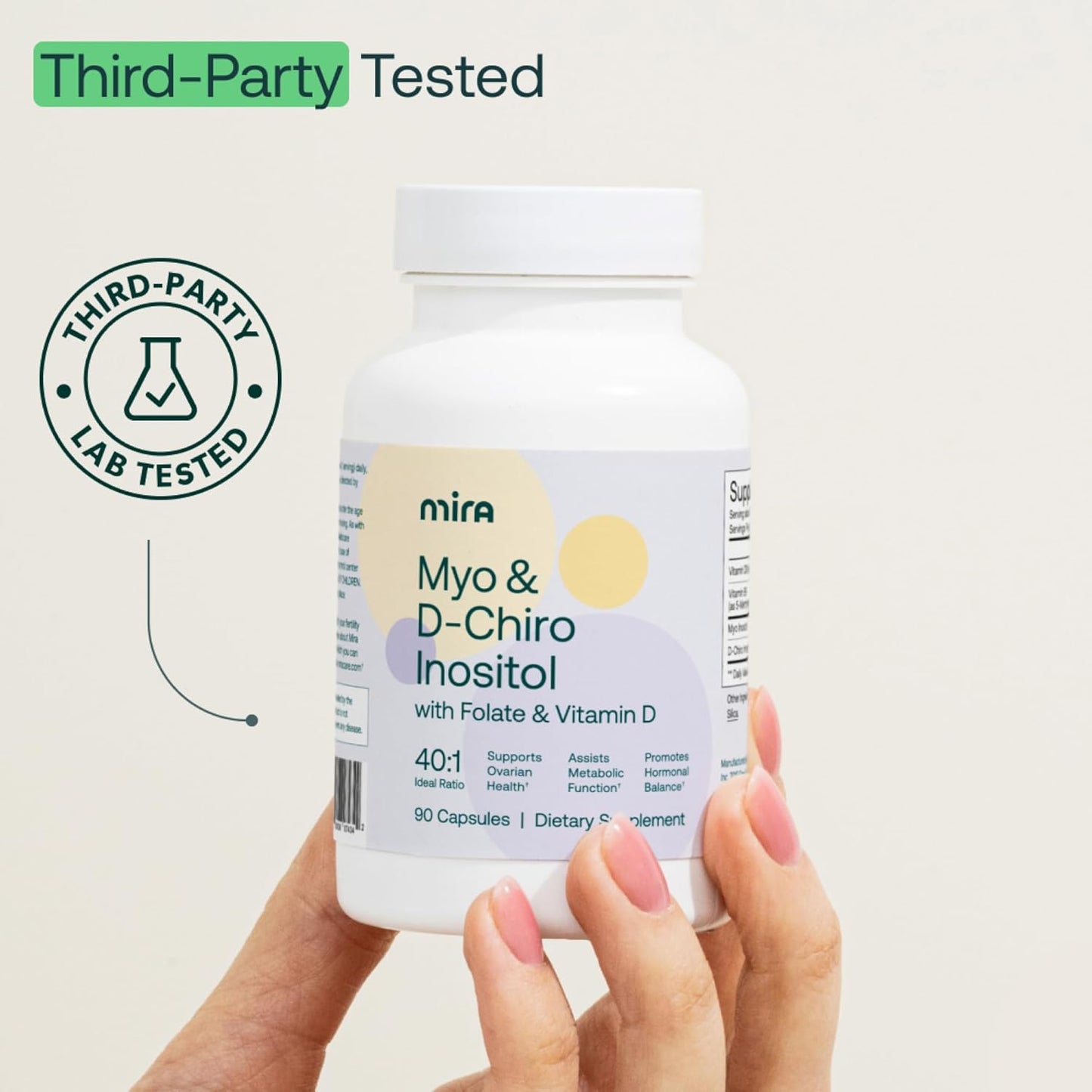 PCOS Supplement with Myo Inositol, D-Chiro Inositol, Vitamin D3, Vitamin B9 - Promotes Hormonal Balance, Ovarian Health, Metabolism - 90 Capsules