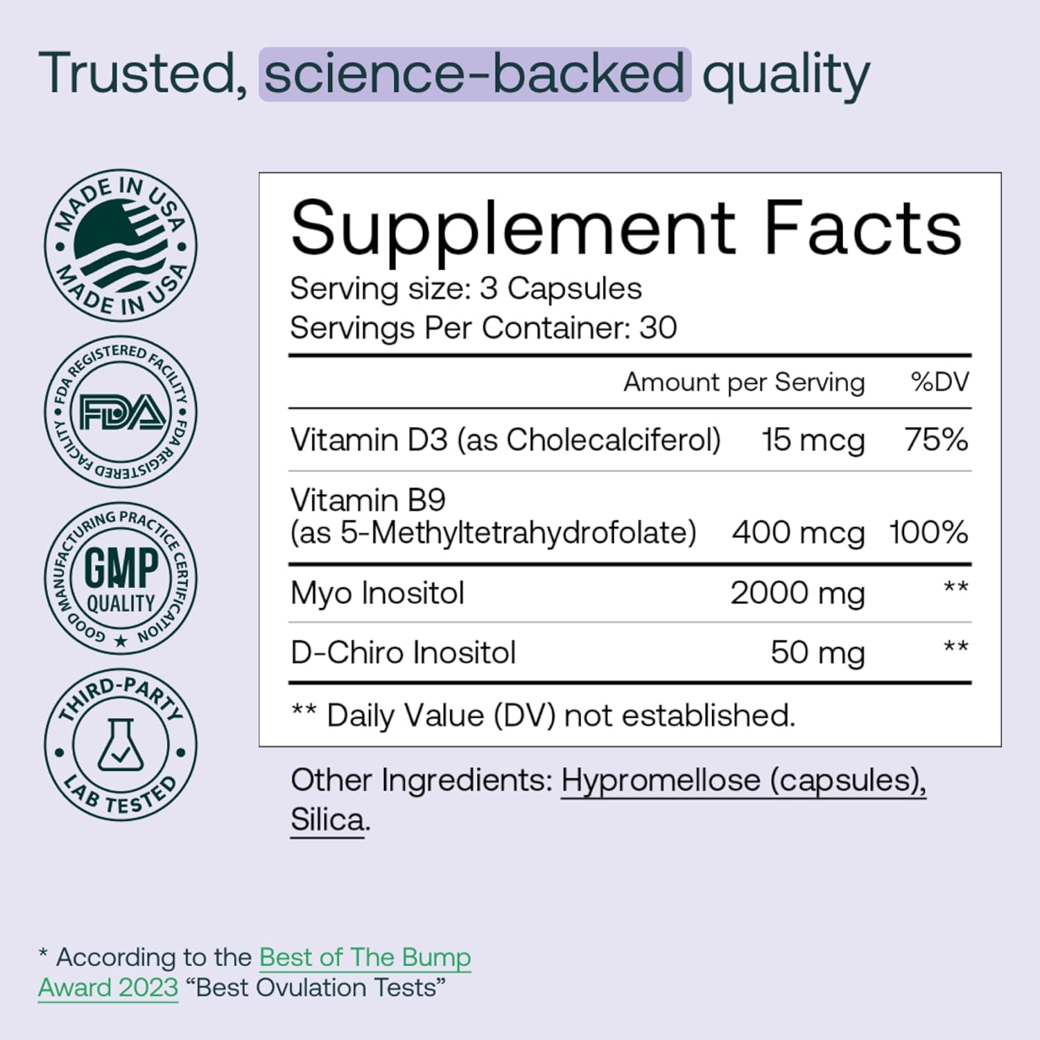 PCOS Supplement with Myo Inositol, D-Chiro Inositol, Vitamin D3, Vitamin B9 - Promotes Hormonal Balance, Ovarian Health, Metabolism - 90 Capsules