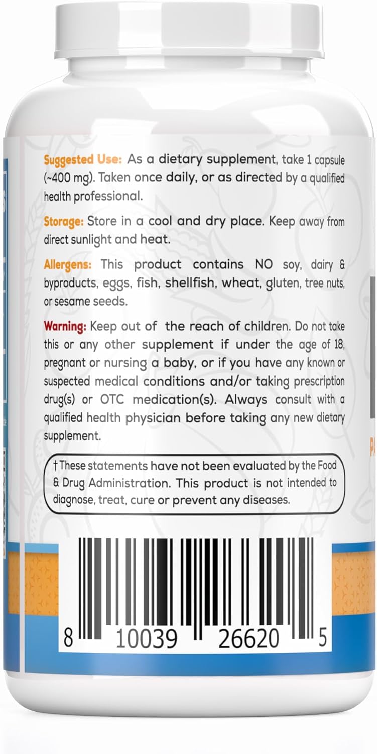 Pea 400mg Capsules for Natural Inflammation & Pain Relief | 60 Pills by HARVEST NATURALS | Lab Tested Formula