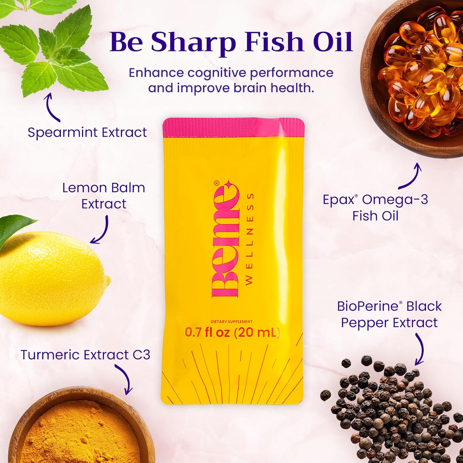 Peach Bundle: BeMe BeSharp & BeRadiant Liquid Omega-3 and Collagen Drink Supplements