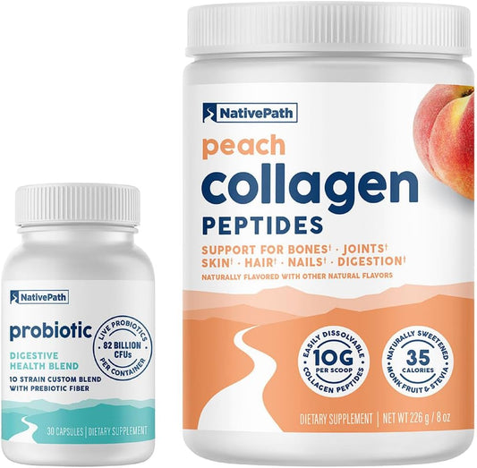 Peach Collagen Probiotic Prime Supplement with 30 Probiotics by NativePath