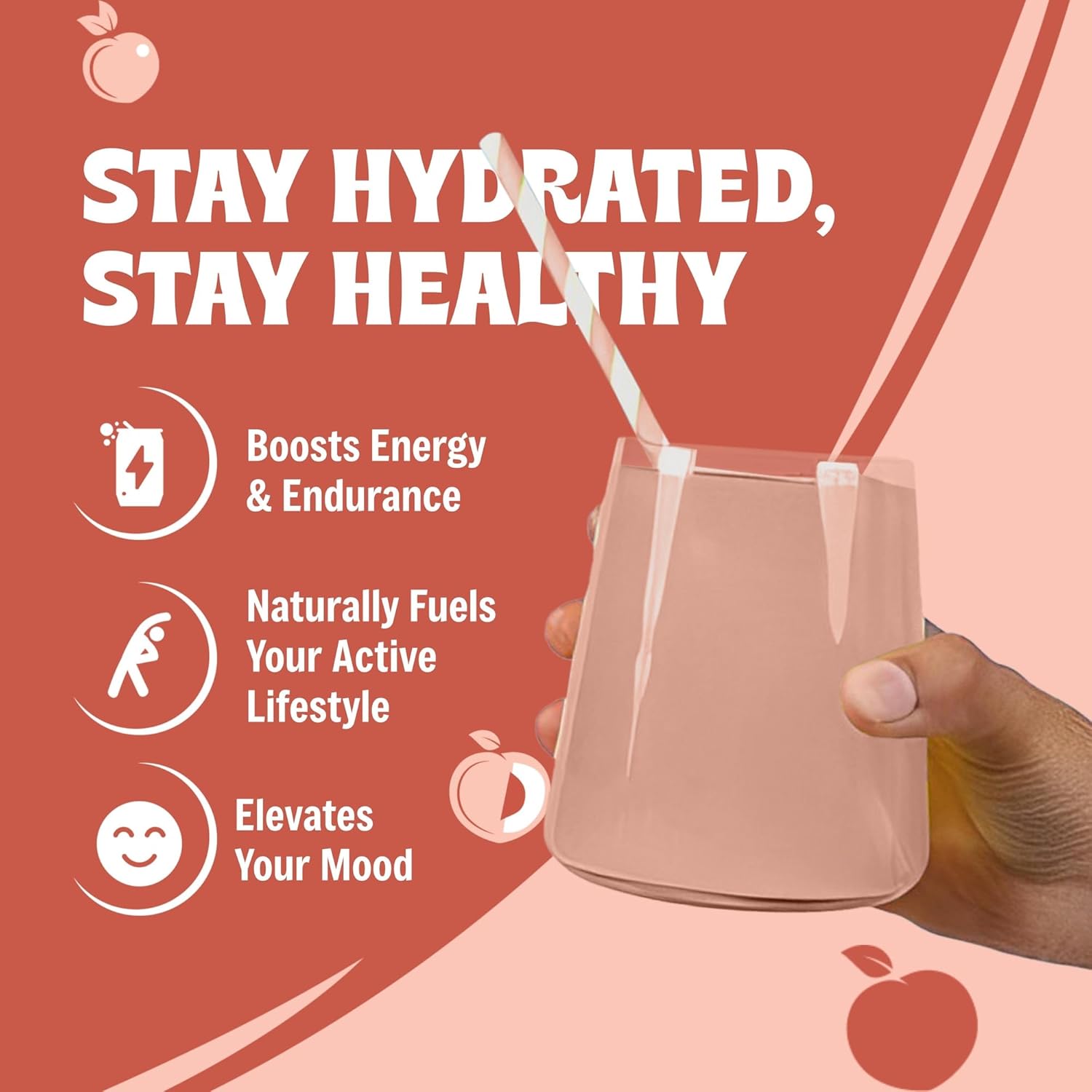 Peach Hydration Powder - Sugar-Free Electrolyte Drink Mix, Keto & Vegan-Friendly - 90 Servings