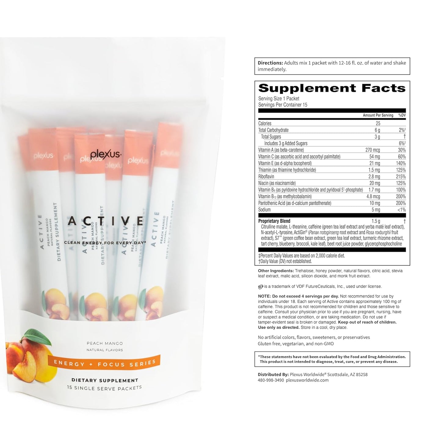 Peach Mango Plexus Active® Supplement for Energy and Focus - 30 Day Supply