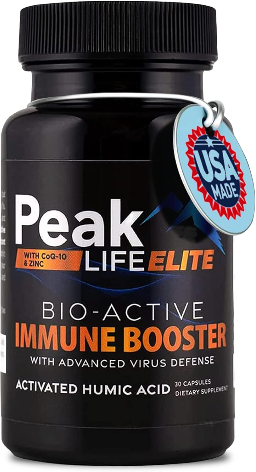 Peak Life Elite Immune Defense 3-in-1 Supplement for Daily Energy & Health - Multimineral Vitamins with Humic Acid, Zinc, CoQ10, and Trace Minerals - 30 Capsules