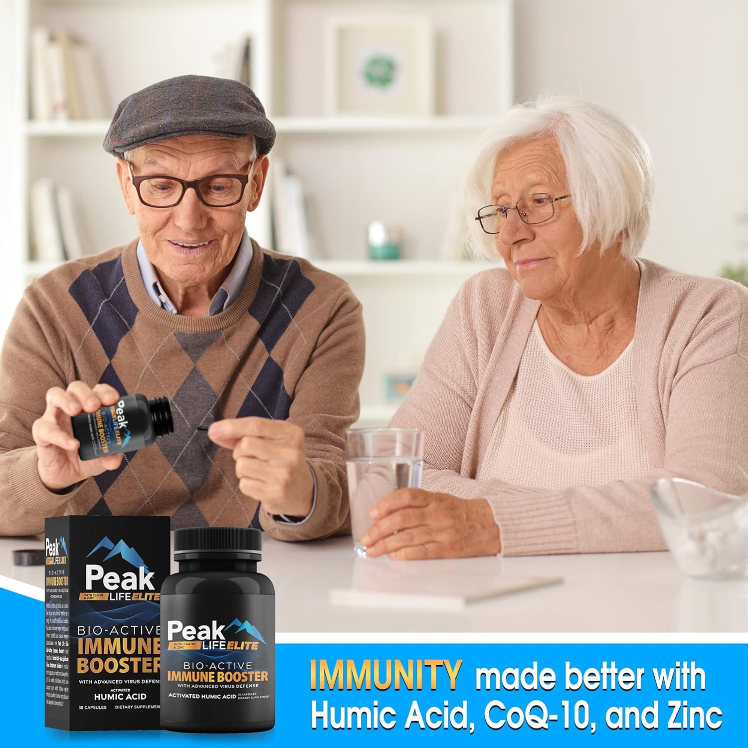 Peak Life Elite Immune Defense 3-in-1 Supplement for Daily Energy & Health - Multimineral Vitamins with Humic Acid, Zinc, CoQ10, and Trace Minerals - 30 Capsules