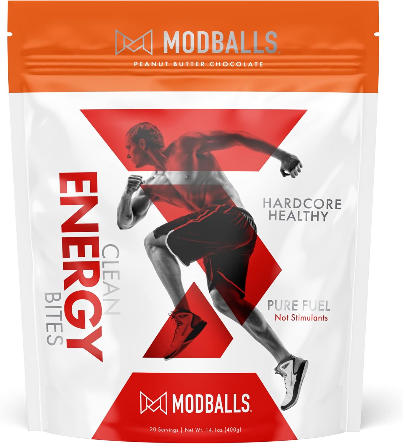 Peanut Butter Chocolate Clean Energy Bites - M MODBALLS Hardcore Healthy Bites, 20 Servings, Pure Fuel Not Stimulants