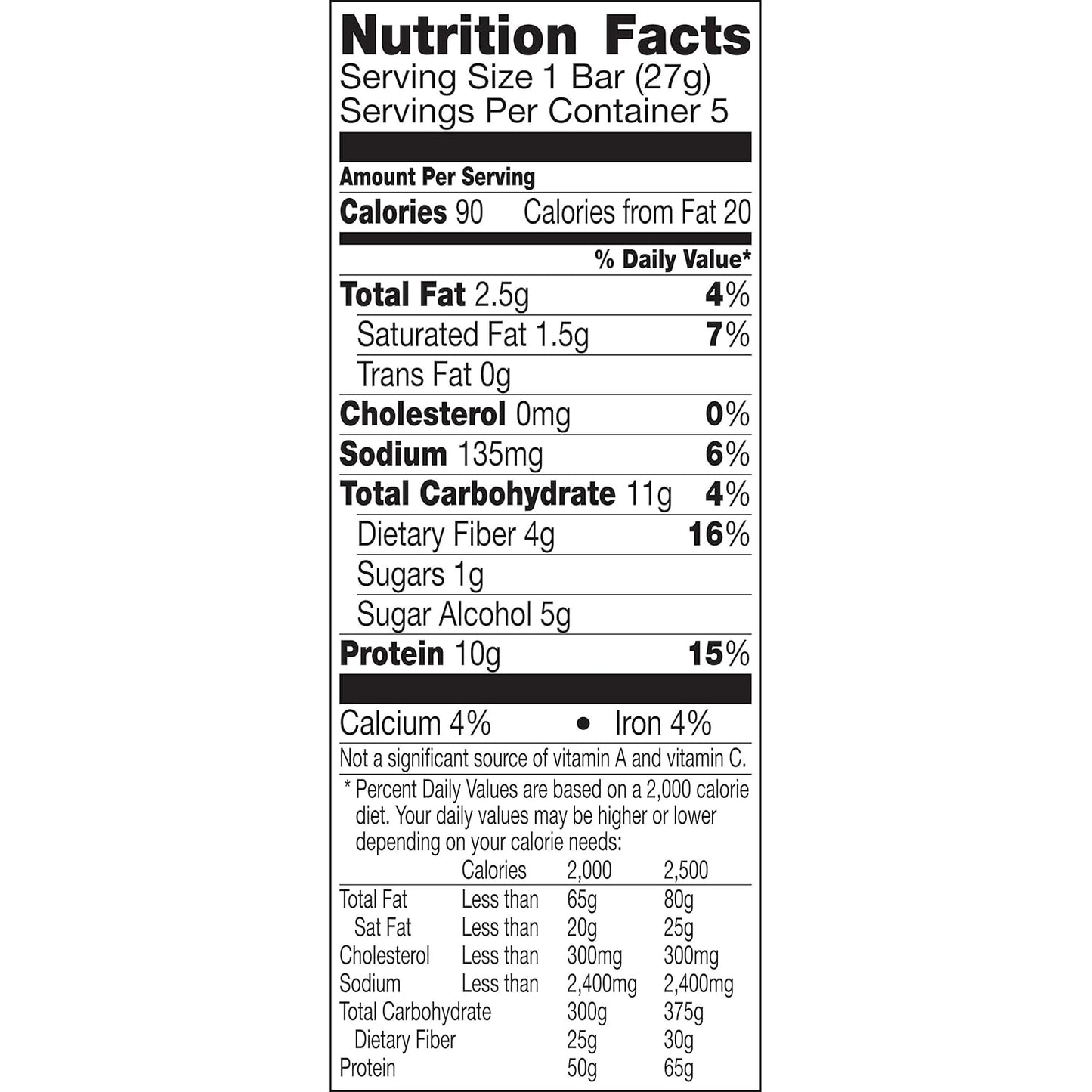 Peanut Butter Chocolate Protein Bars, Pack of 5, 4.8 oz Each