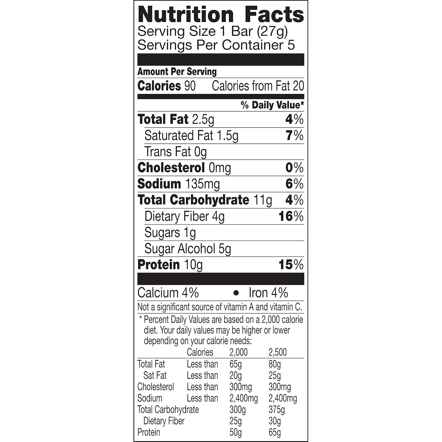 Peanut Butter Chocolate Protein Bars, Pack of 5, 4.8 oz Each