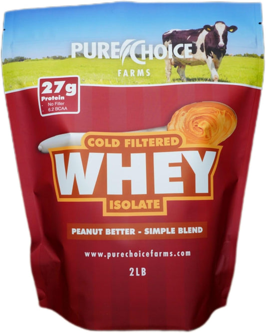 Peanut Butter Whey Isolate Protein Powder - 28g Protein, Low Fat, Cold Filtered & Undenatured - No Fillers, Artificial Sweeteners - 2 lb