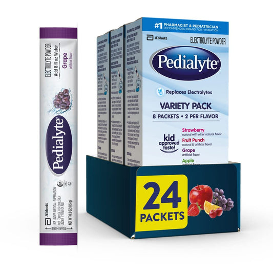 Pedialyte Electrolyte Powder Packets Variety Pack 8 Count x 3 Hydration Drink Single-Serving Powder Packets - BoostGo Australia