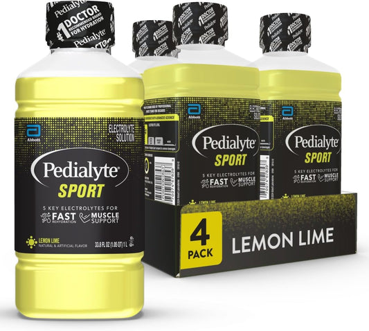 Pedialyte Sport Electrolyte Drink, Lemon Lime Flavor, 1 Liter Bottles - Pack of 4, Ideal for Pre, During, & Post-Workout Muscle Support - BoostGo Australia