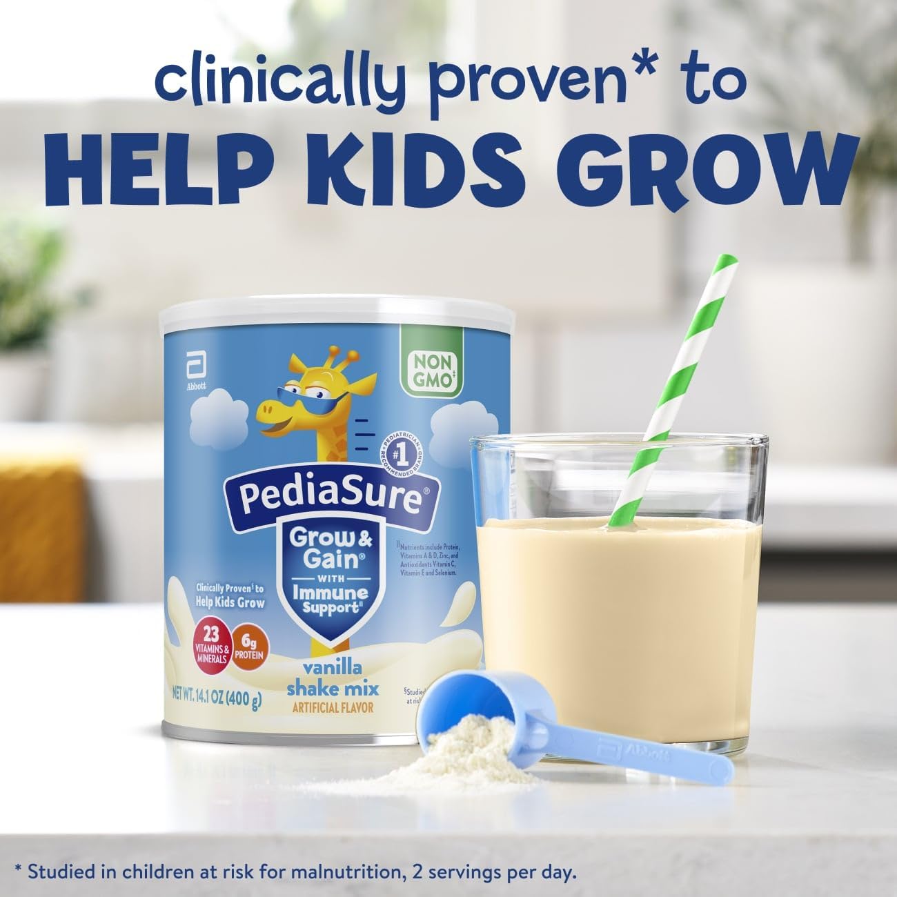 PediaSure Grow & Gain Vanilla Protein Shake Mix Powder, Immune Support, 6 Pack—48 Servings, 14.1 oz Can - BoostGo Australia
