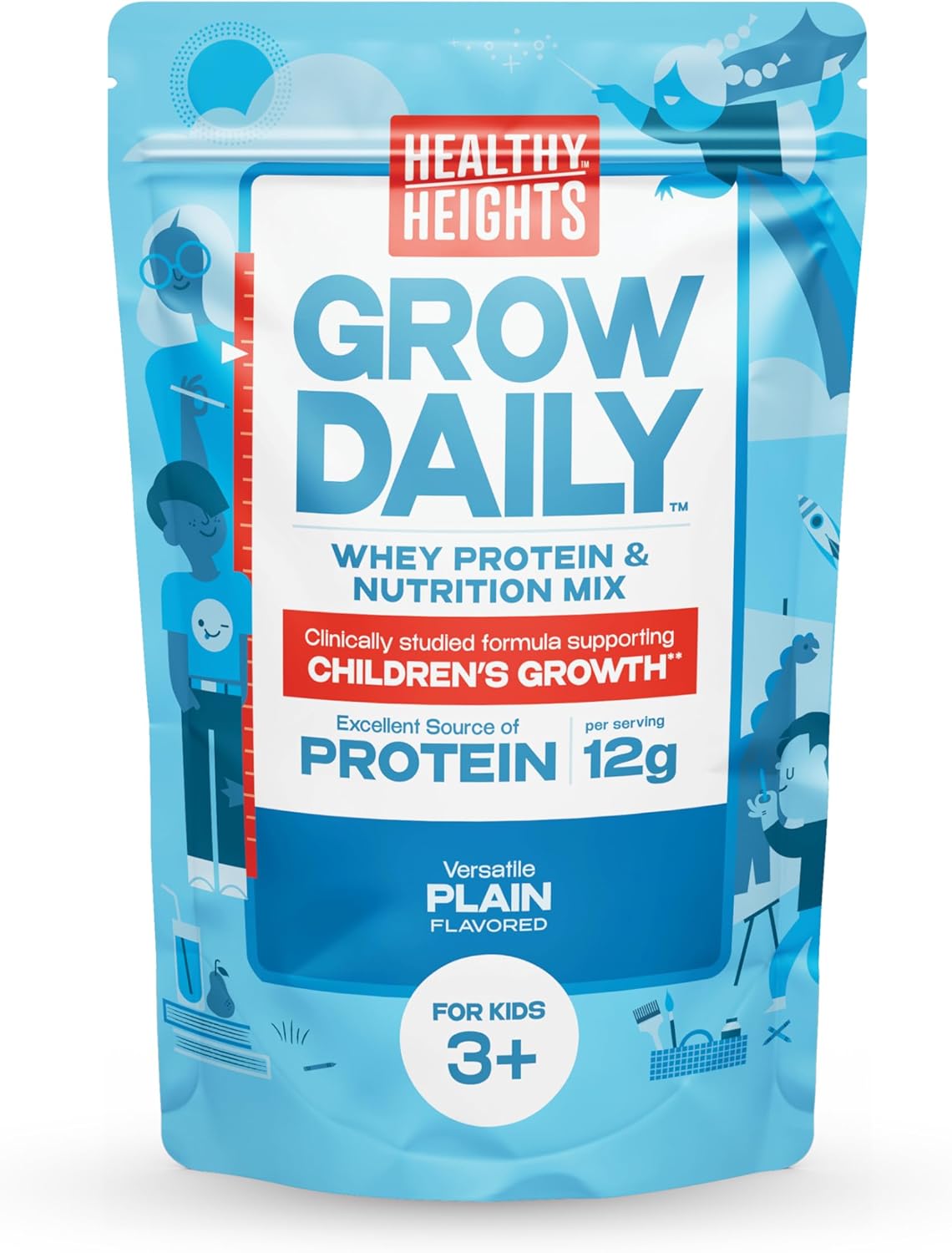 Pediatrician-Developed Healthy Heights Daily Protein Powder - High Protein Nutritional Shake with Essential Vitamins & Minerals, No Added Sugar