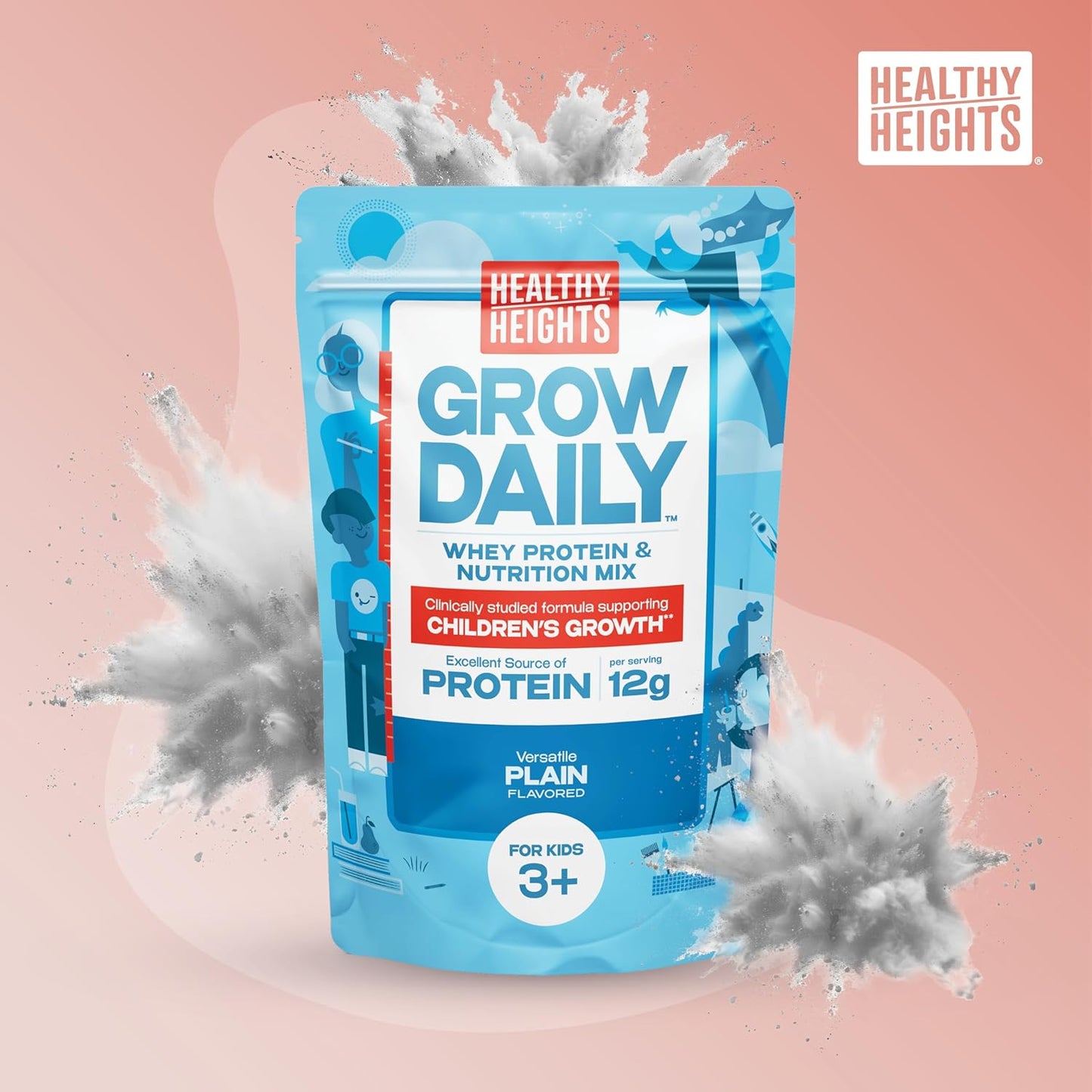 Pediatrician-Developed Healthy Heights Daily Protein Powder - High Protein Nutritional Shake with Essential Vitamins & Minerals, No Added Sugar