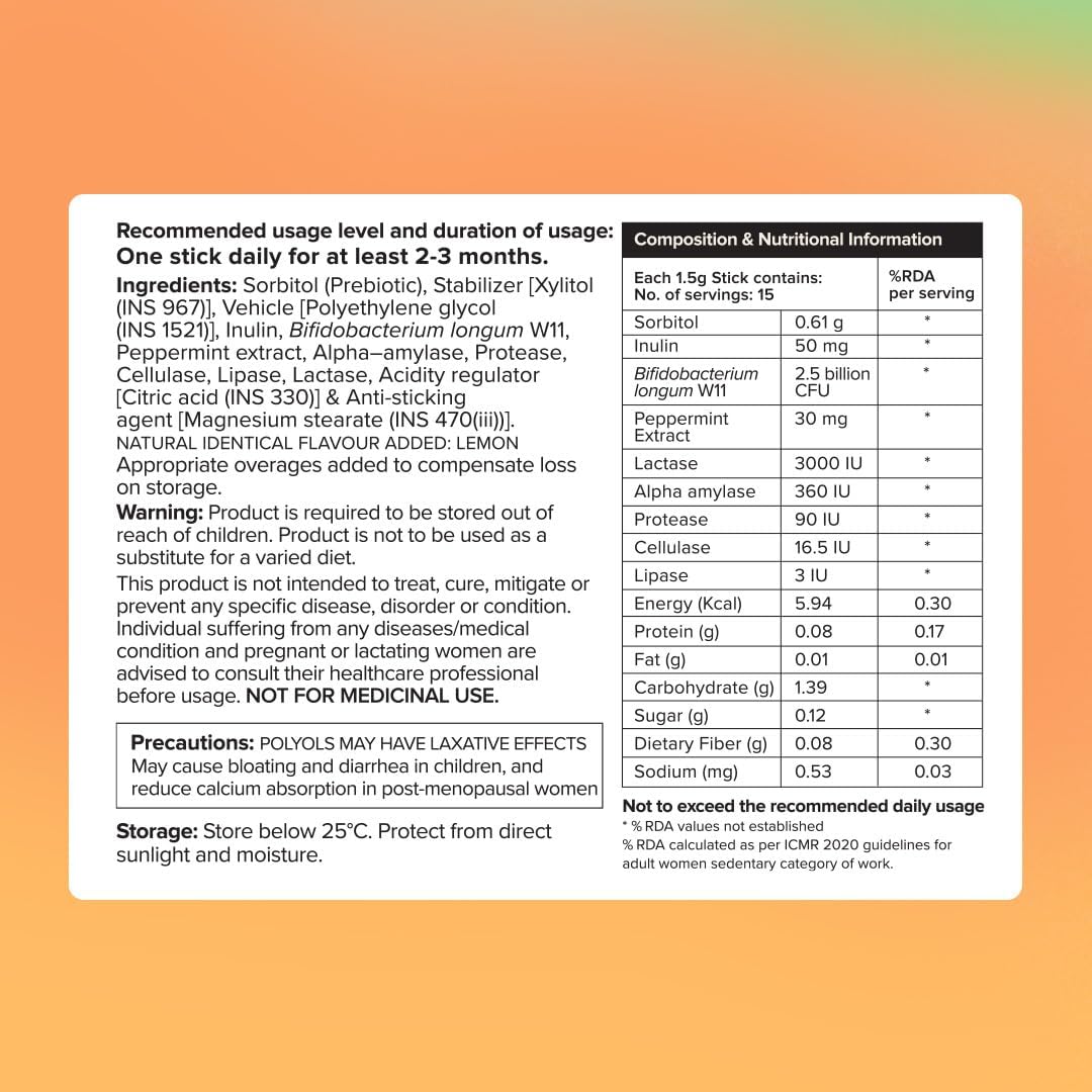Peppermint & Inulin Synbiotic Fiber Powder with 2.5 Bn CFU - Probiotic and Prebiotic Gut Health Supplement for Men and Women - Boost Digestive Health and Immunity - 60 Day Supply