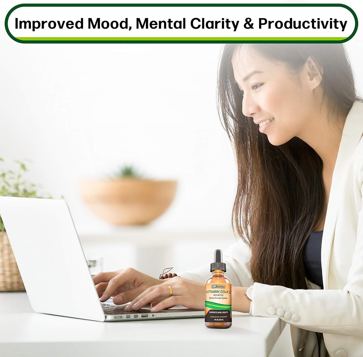 Peppermint Liquid Drops Bundle: Vitamin D3K2 (MK7) and L-Theanine for Adults & Kids, Non-GMO, Gluten Free