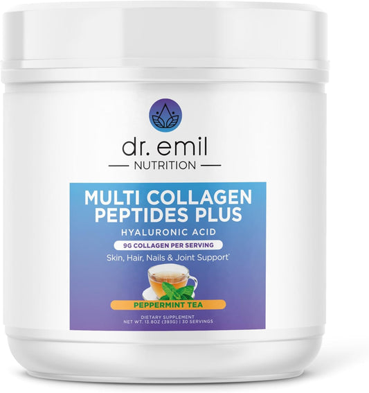 Peppermint Tea Flavored Multi Collagen Peptides Plus with Hyaluronic Acid for Skin, Hair, Nails & Joints - Paleo & Keto Friendly, Non-GMO - 390g