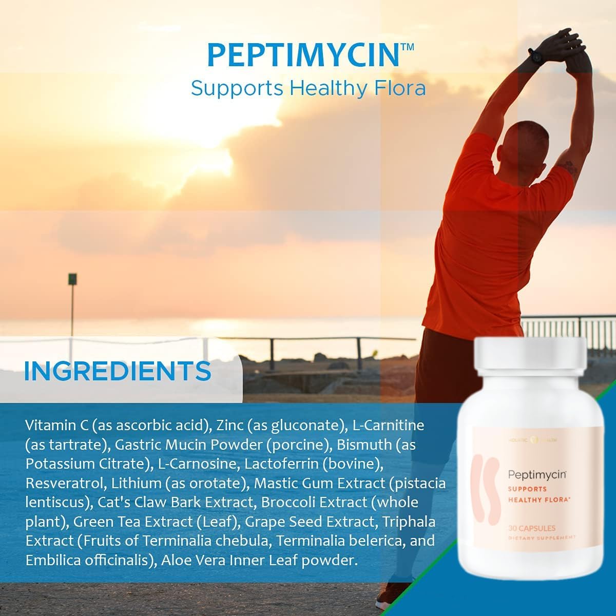 PeptiMycin Gut Health Supplements for Immune and Gastrointestinal Support - 30 Capsules