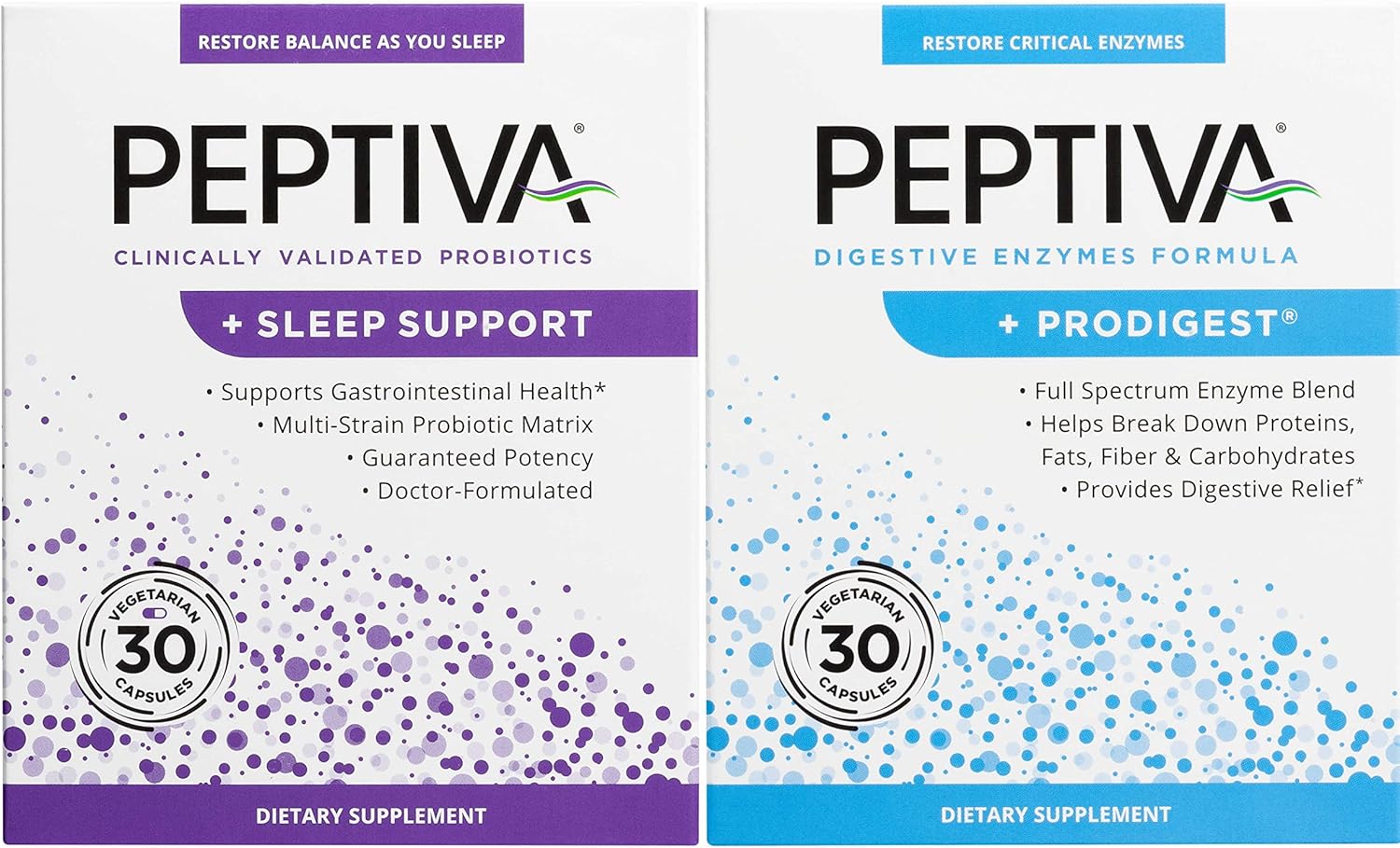 Peptiva Probiotic and Digestive Enzyme 30 Count with Sleep Support Formula