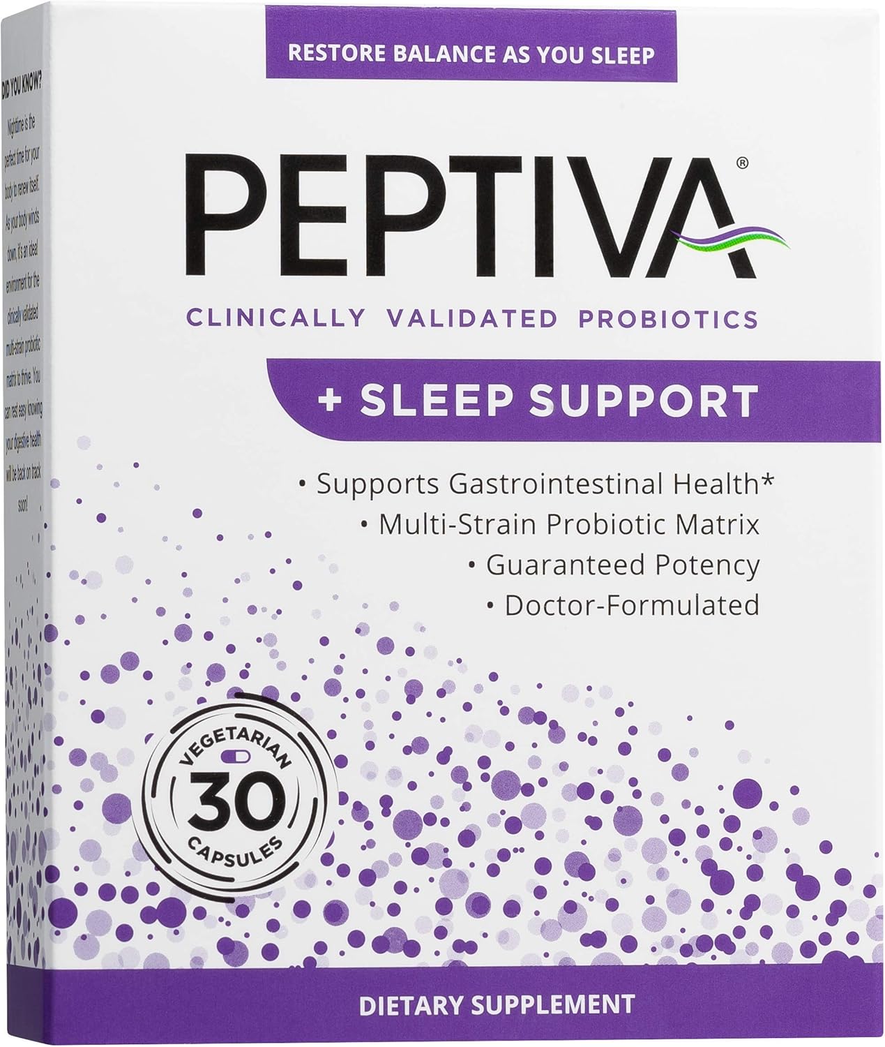 Peptiva Probiotic and Digestive Enzyme 30 Count with Sleep Support Formula