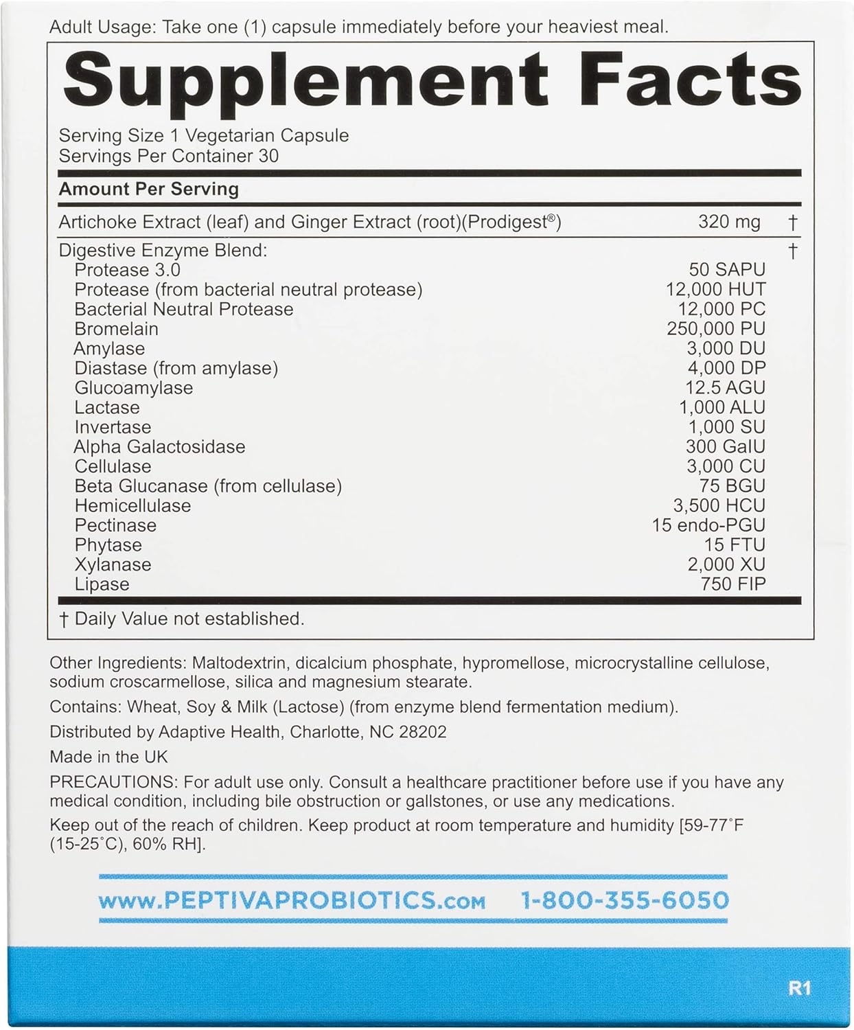 Peptiva Probiotic and Digestive Enzyme 30 Count with Sleep Support Formula