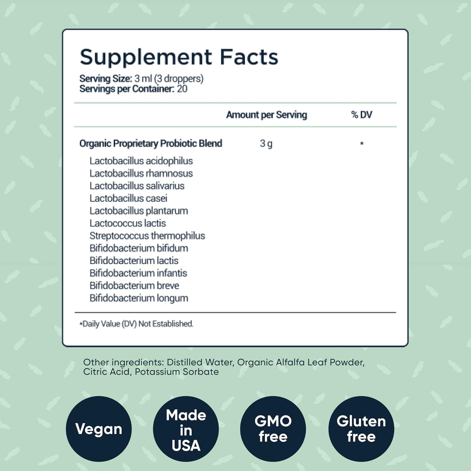 Per Se Labs Liquid Probiotics for Women Men & Kids | Digestive & Gut Health Support | Bifidogenic & Lactobacillus Acidophilus Blend | Alfalfa | Vegan Non-GMO | 2 Fl Oz
