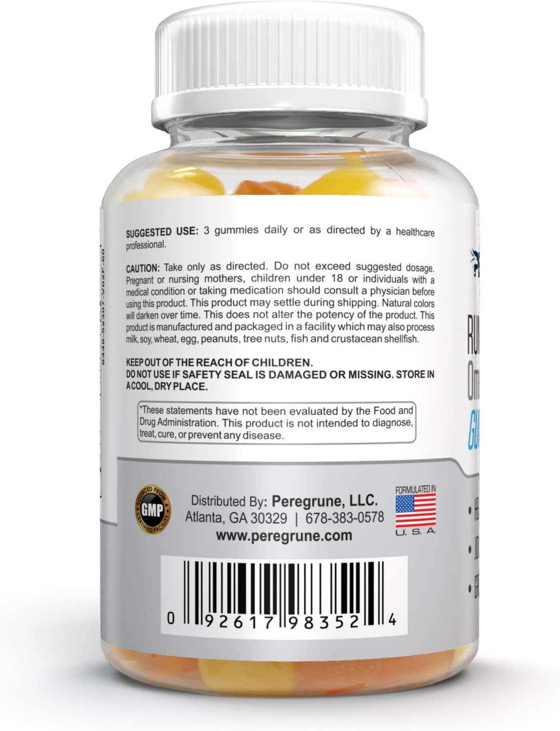 PEREGRUNE Omega 3, 6, and 9 Gummies with DHA for Runners - Daily Heart & Joint Health Supplements - Low Sugar - GMP Certified