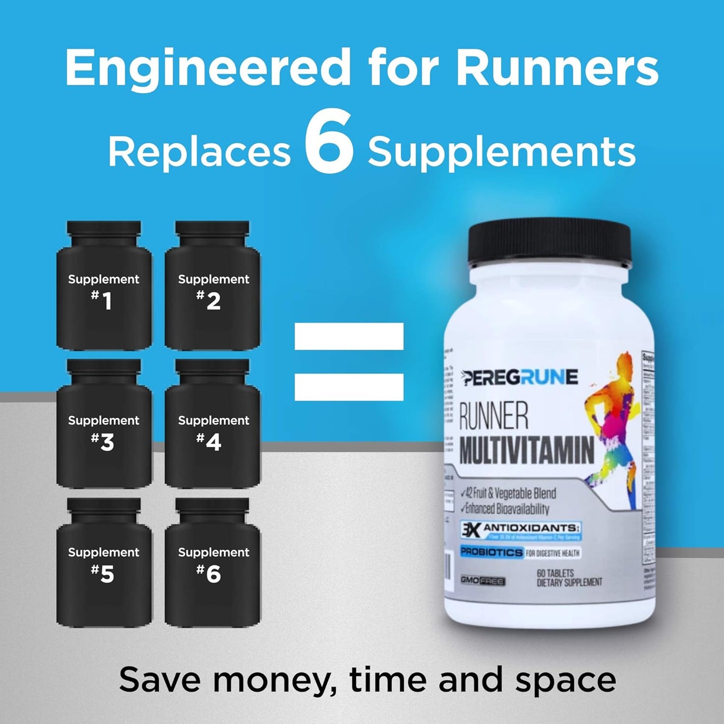 PEREGRUNE Running Supplement Bundle: Joint Support, Omega-3, & Vitamins for Runners | Antioxidants, Probiotics, Glucosamine, EPA/DHA Fish Oil | 1 Month Supply