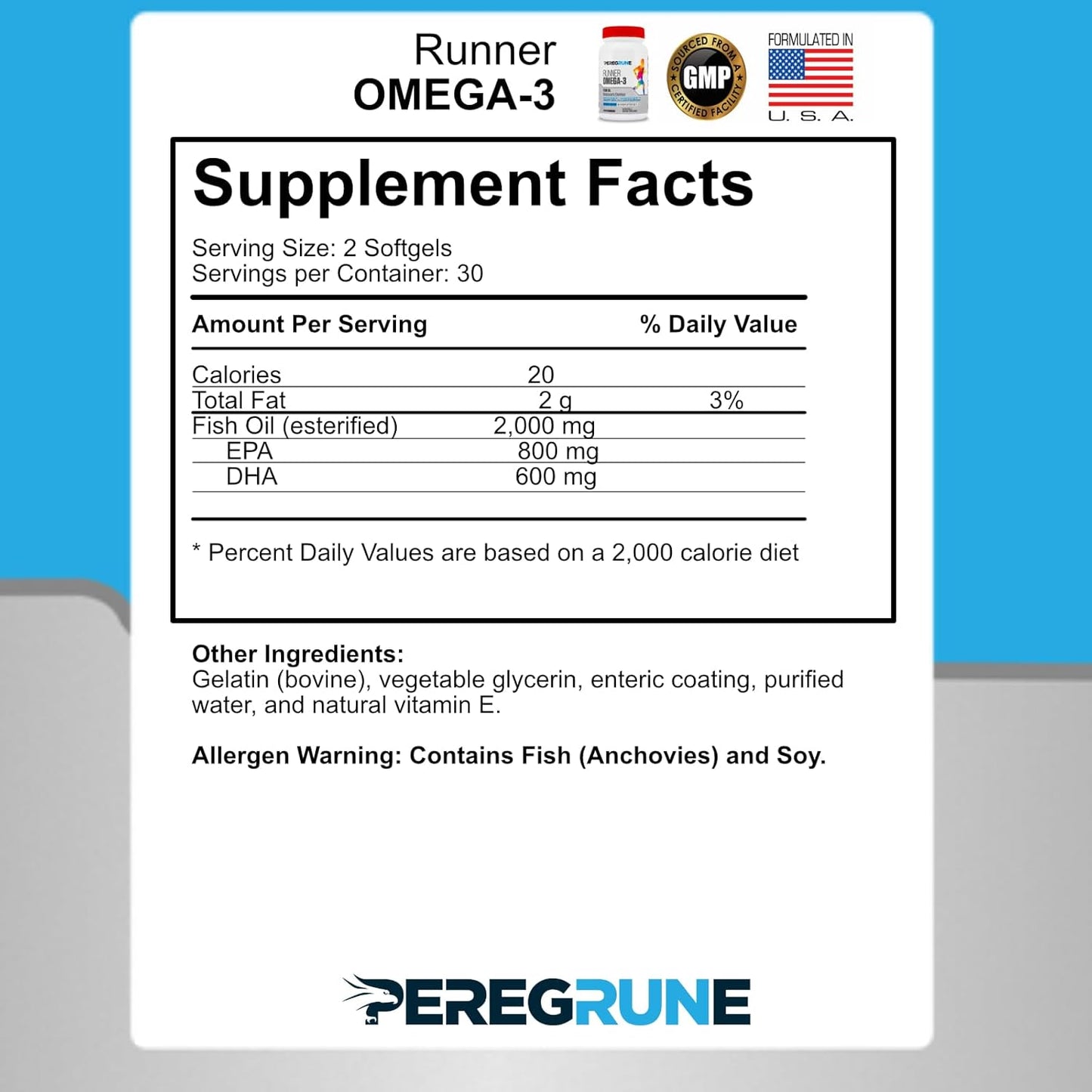 PEREGRUNE Running Supplement Bundle: Joint Support, Omega-3, & Vitamins for Runners | Antioxidants, Probiotics, Glucosamine, EPA/DHA Fish Oil | 1 Month Supply