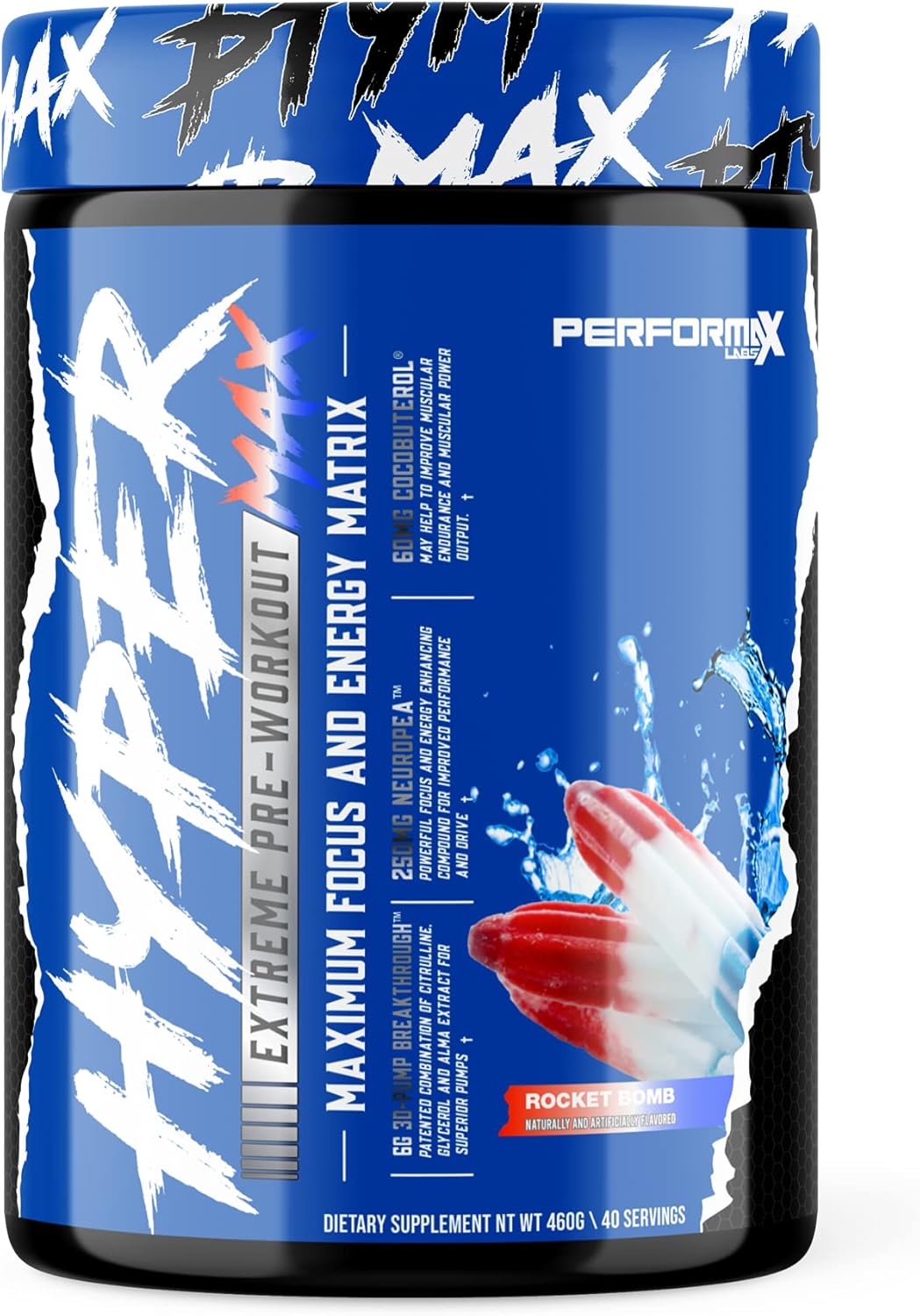 Performax Labs HyperMax 3D Extreme Pre-Workout - Rocket Bomb Flavor - Energy, Focus, and Muscle Pump Enhancer for Improved Exercise Performance