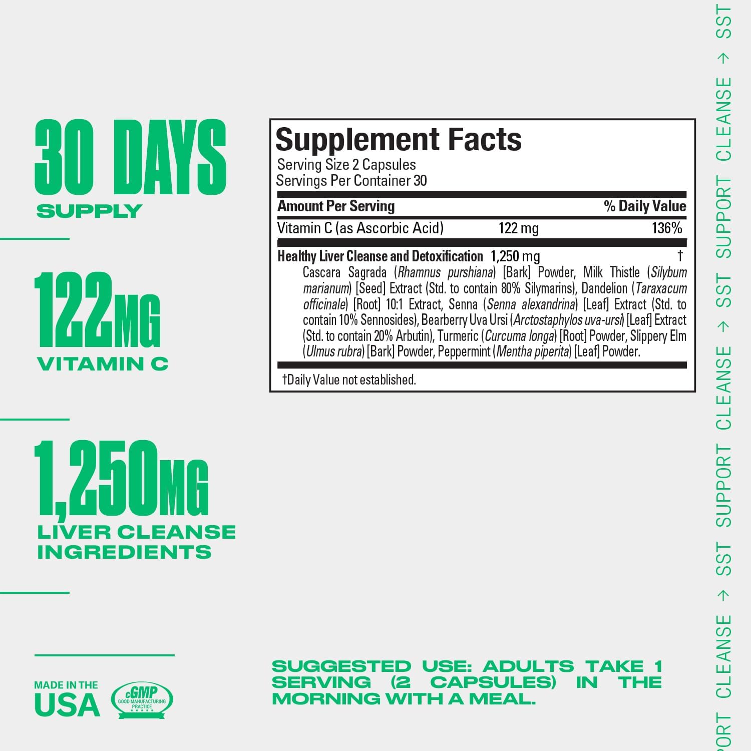 Performix SST Liver Cleanse Capsules with Milk Thistle & Turmeric - Non-Stimulant Detox for Healthy Liver & Digestion - 60 Count