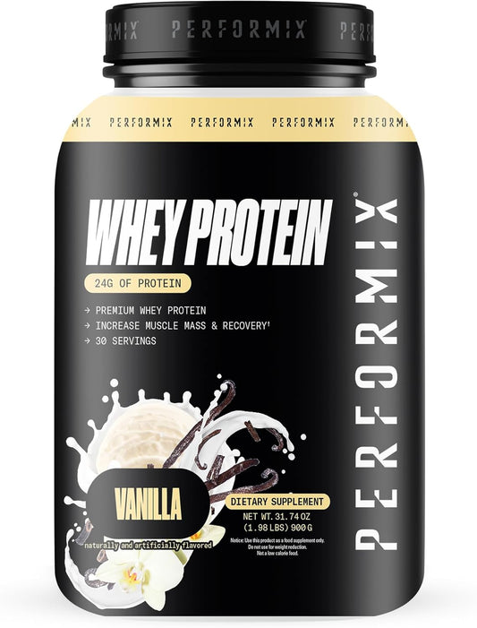 PERFORMIX Whey Protein Isolate Blend - 24g Protein, 5.4g BCAAs, 110 Calories - Muscle Building & Recovery - Vanilla - 1.98 lbs