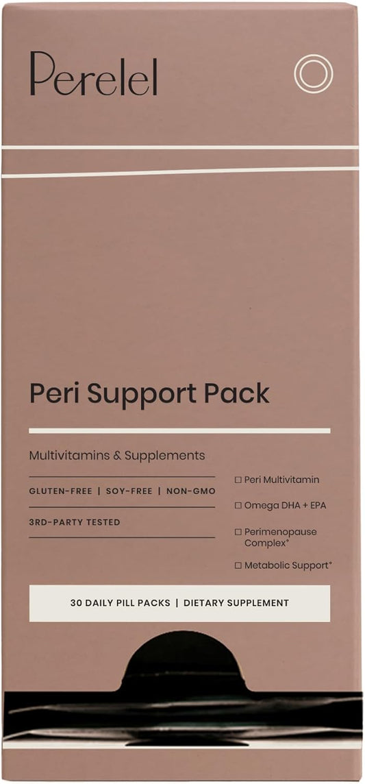 Peri Support Pack for Women - Daily Perimenopause Vitamins with 5 Supplements - Optimal Nutrition & Menopause Support (30 Pills)