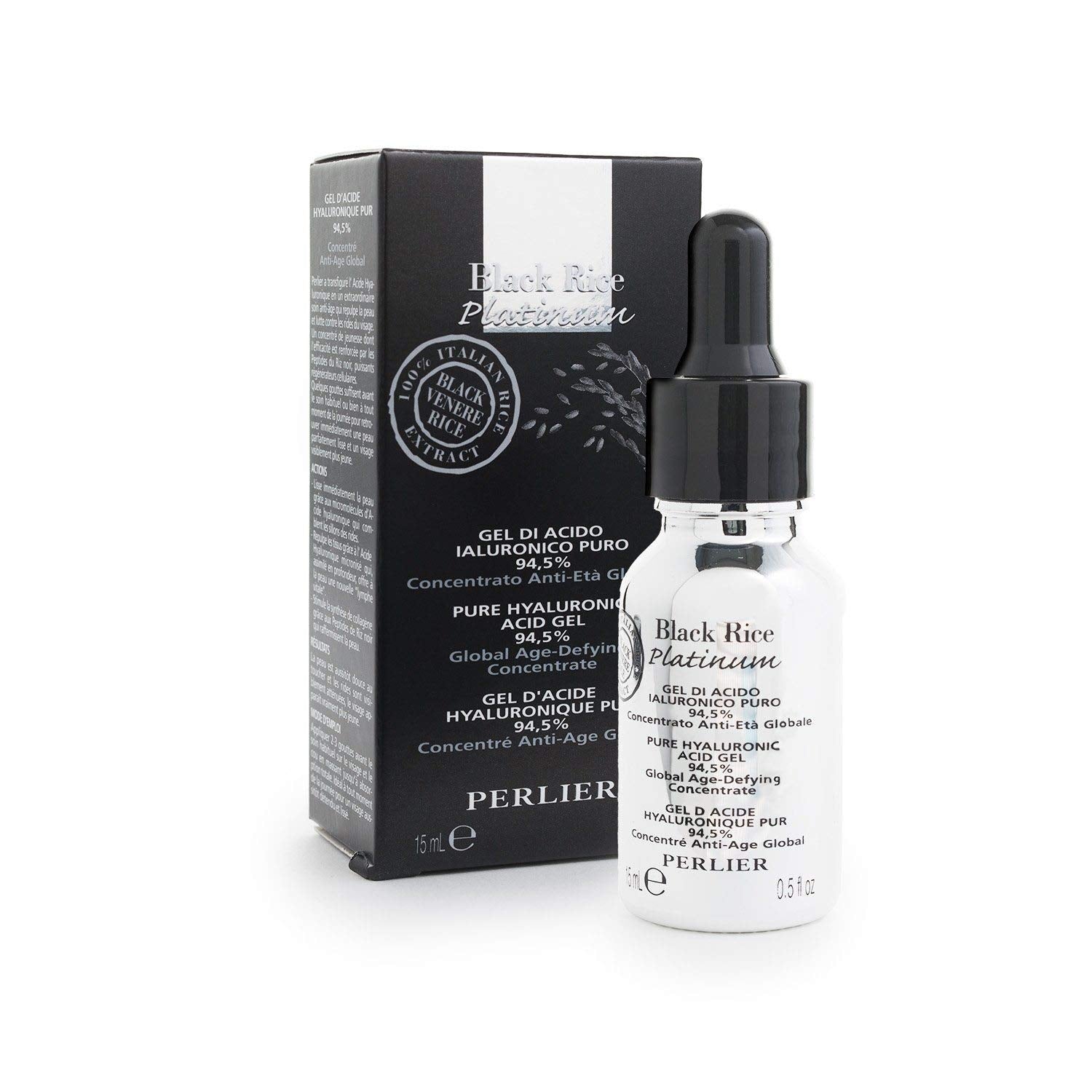 Perlier Black Rice Platinum Hyaluronic Acid Serum - 94.5% Pure, 0.5 fl. oz.