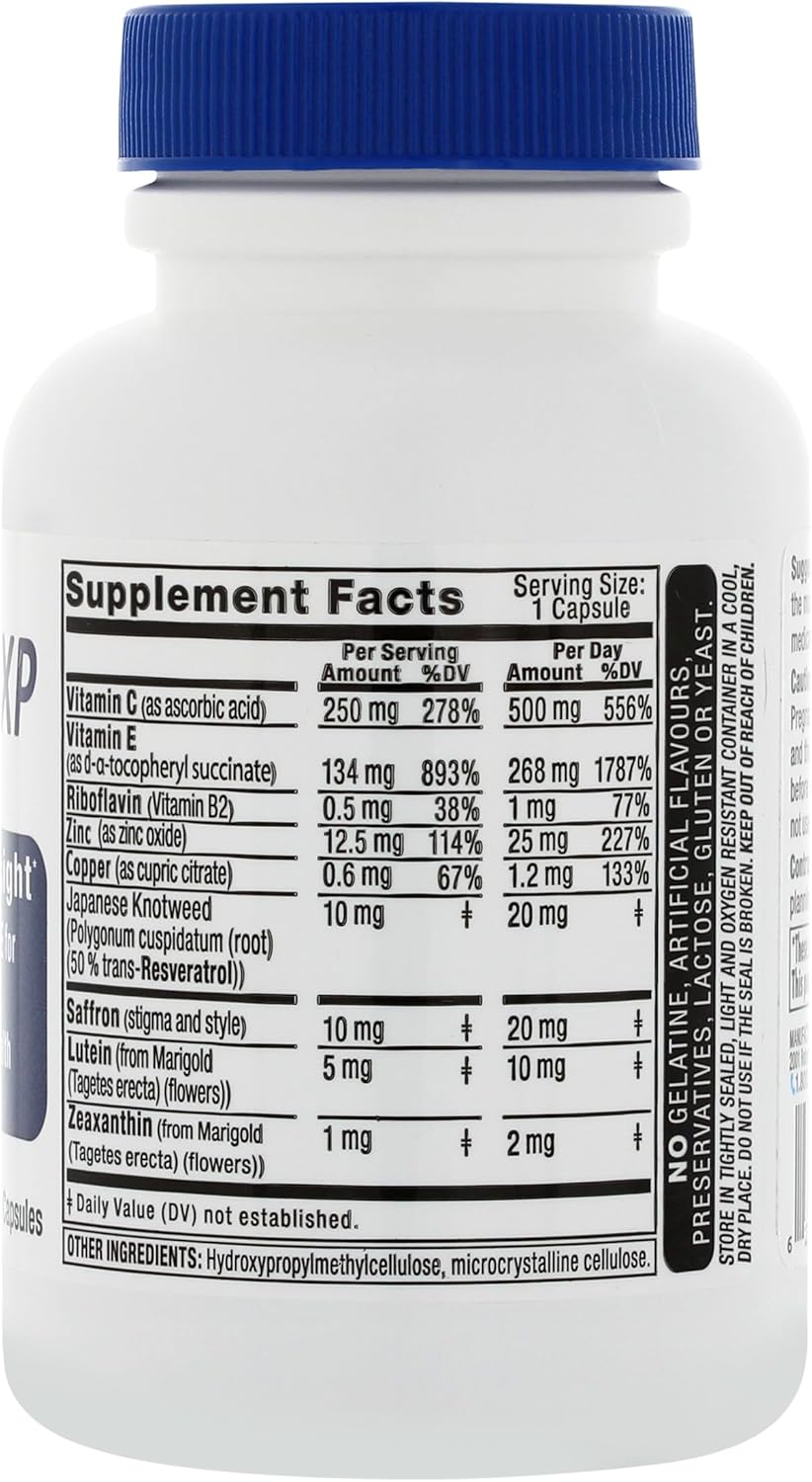 Persavita Saffron 2020-XP Supplement: Saffron, Resveratrol, Vitamins, Minerals, Zeaxanthin, Lutein - 60 Capsules