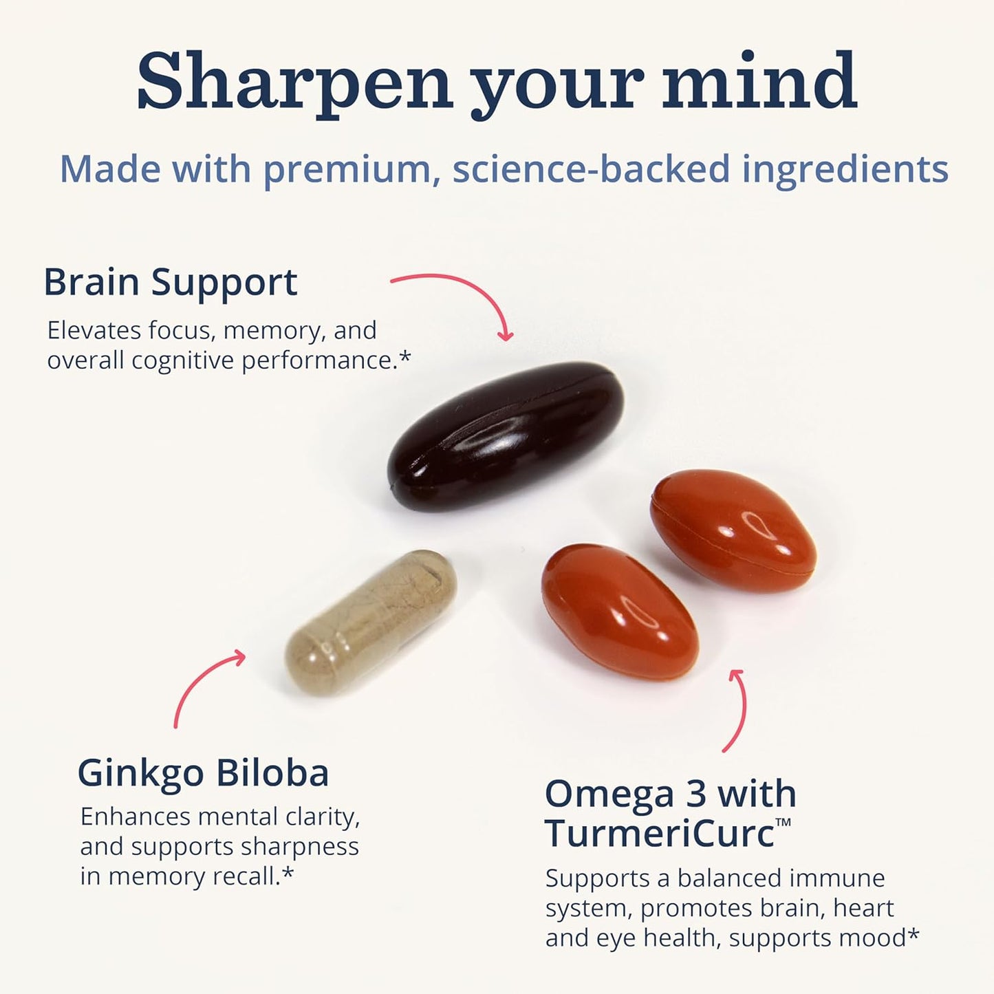 Persona Nutrition Mental Clarity & Focus Vitamin Pack - Ginkgo Biloba, Omega 3, Turmeric (28 Pack)