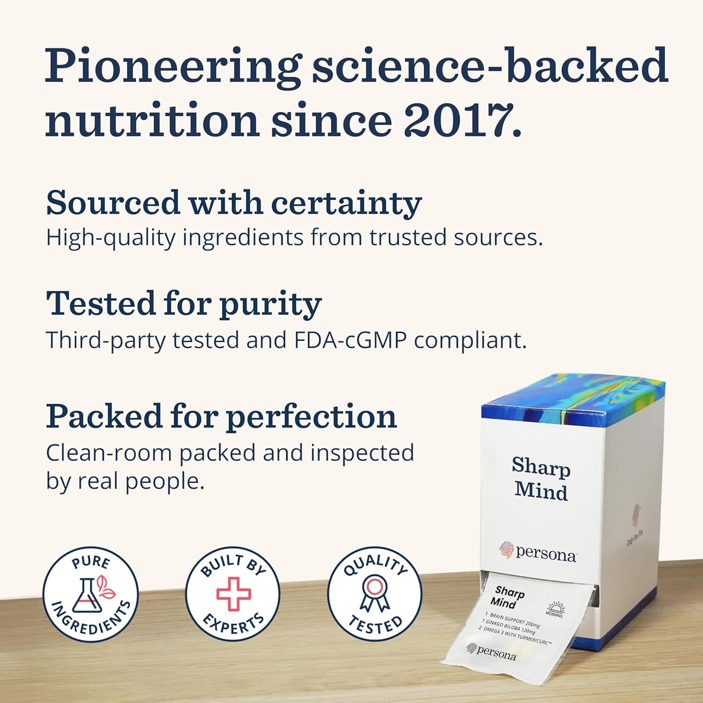 Persona Nutrition Mental Clarity & Focus Vitamin Pack - Ginkgo Biloba, Omega 3, Turmeric (28 Pack)