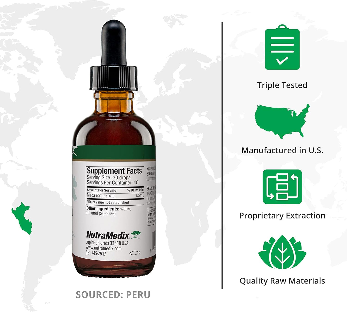 Peruvian Maca Root Extract Mood Supplement Drops for Women's Hormonal Health - Vegan Herbal Tincture (2oz / 60ml)