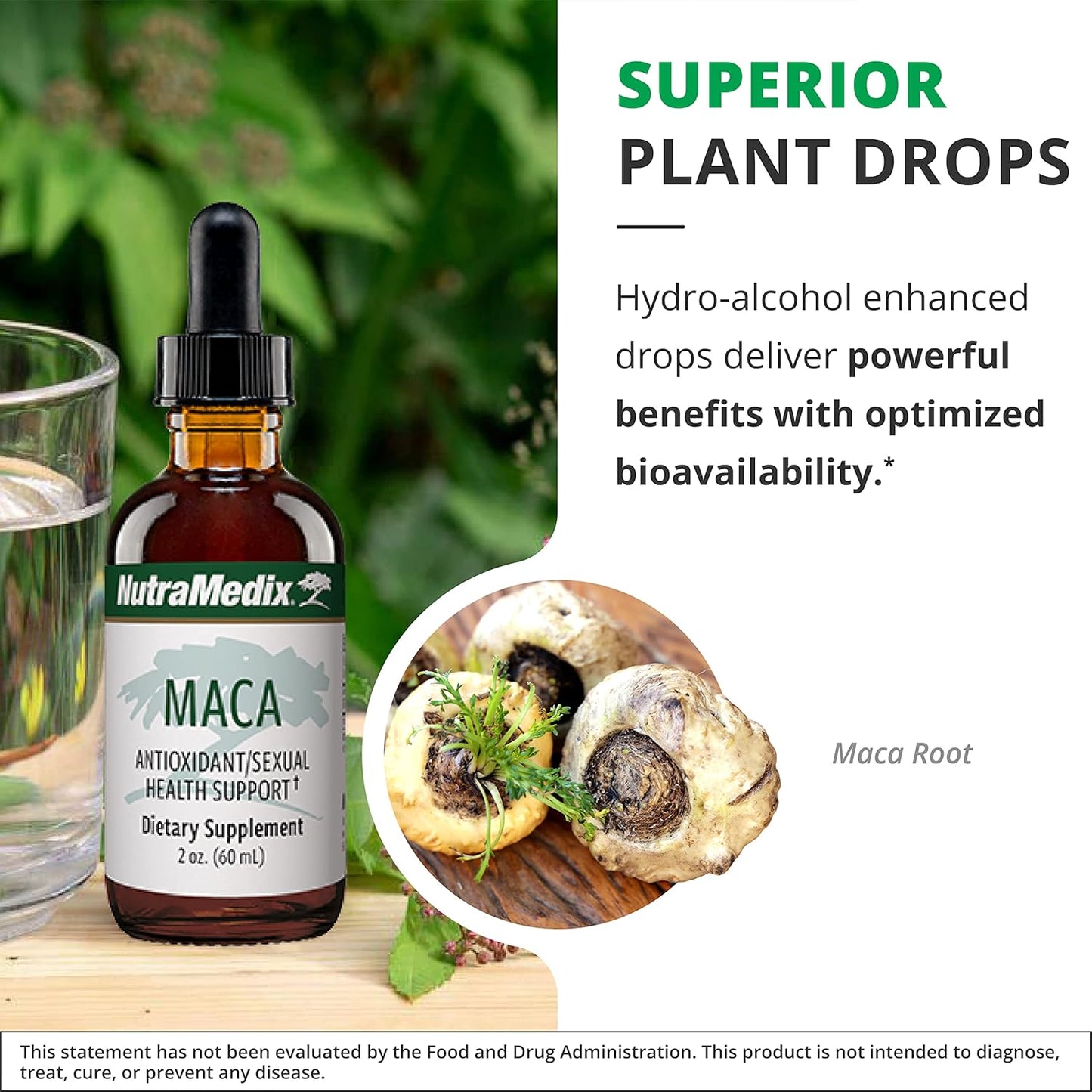 Peruvian Maca Root Extract Mood Supplement Drops for Women's Hormonal Health - Vegan Herbal Tincture (2oz / 60ml)