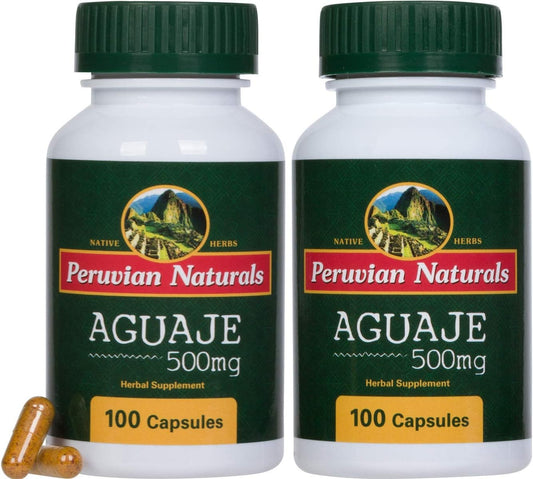 Peruvian Naturals Aguaje 500mg Capsules - 200 Count Moriche Palm Fruit Powder from Peru & Brazil