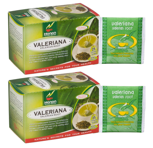 Peruvian Naturals Hanan Valerian Root Tea (50 Bags, Pack of 2) - Herbal Calming Night Tea, 100% Pure Non-GMO Herb from Peru - Caffeine-Free Bedtime Tea