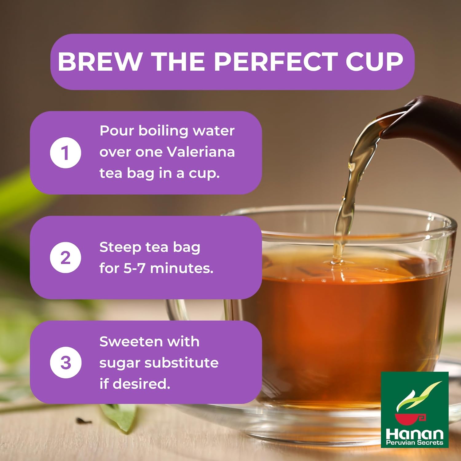 Peruvian Naturals Hanan Valerian Root Tea (50 Bags, Pack of 2) - Herbal Calming Night Tea, 100% Pure Non-GMO Herb from Peru - Caffeine-Free Bedtime Tea