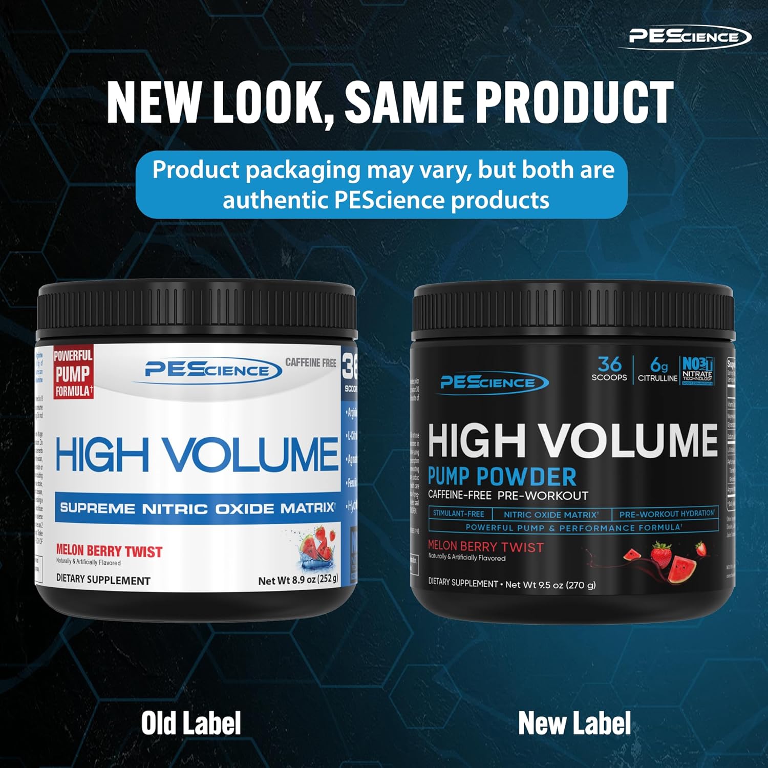 PEScience High Volume Pre Workout Powder with L Arginine Nitrate, Melon Berry Flavor, 36 Servings