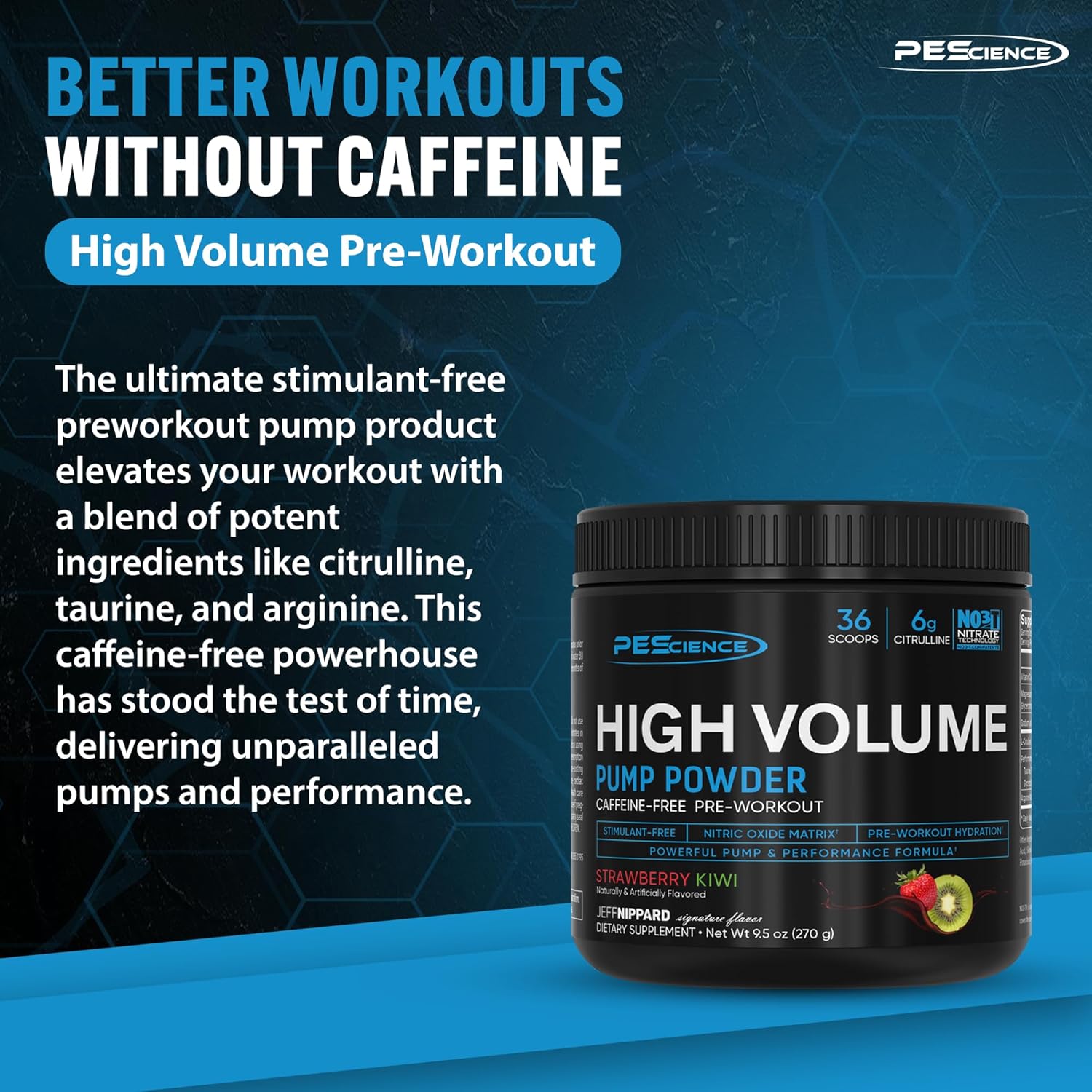 PEScience High Volume Pre Workout Powder with L Arginine Nitrate, Melon Berry Flavor, 36 Servings