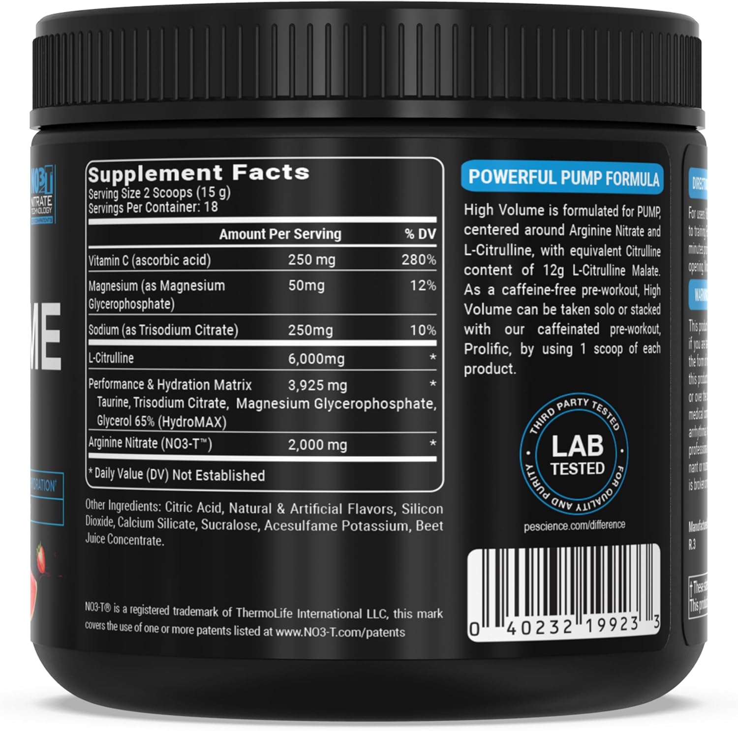 PEScience High Volume Pre Workout Powder with L Arginine Nitrate, Melon Berry Flavor, 36 Servings