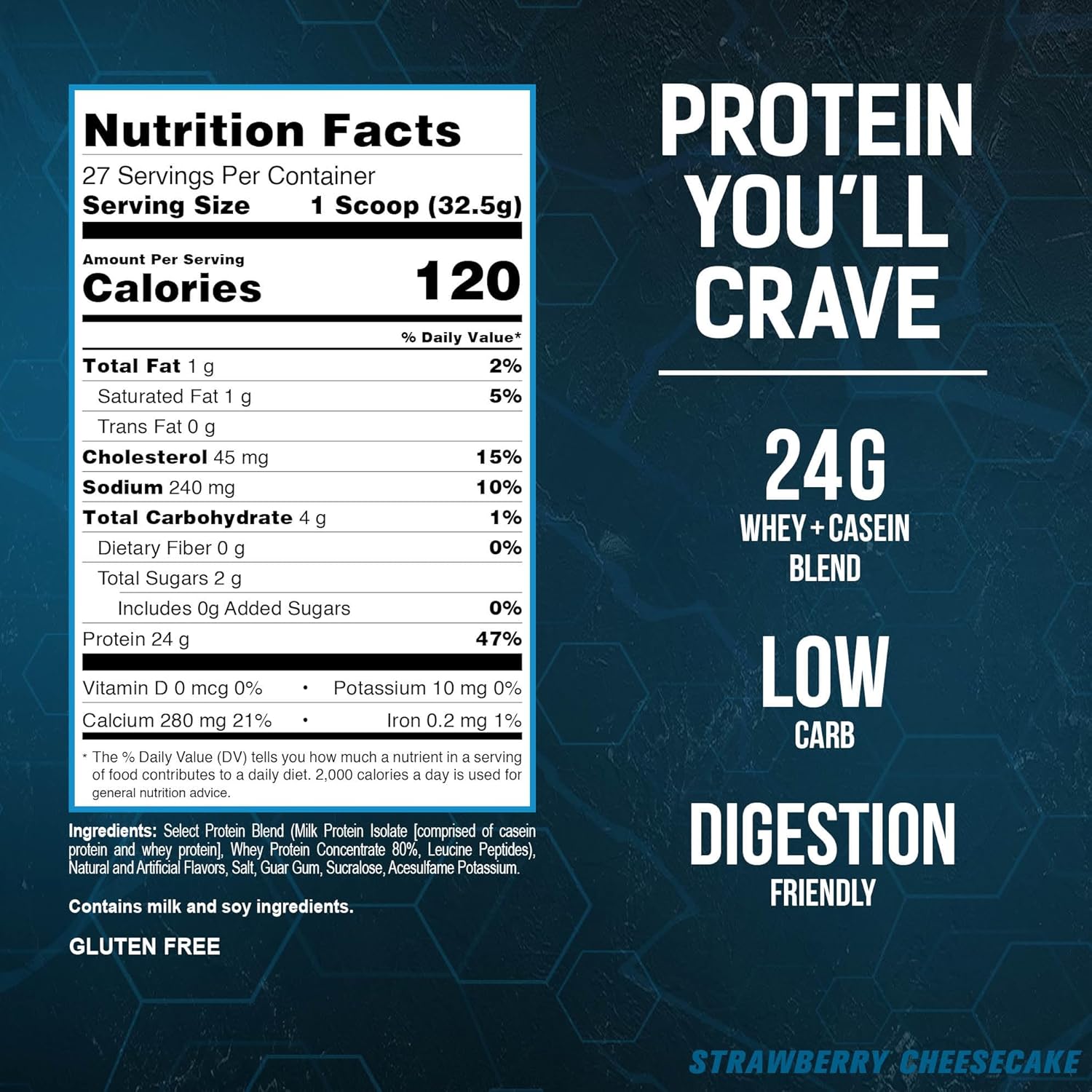 PEScience Select Low Carb Strawberry Cheesecake Protein Powder - 27 Servings, Keto & Gluten Free
