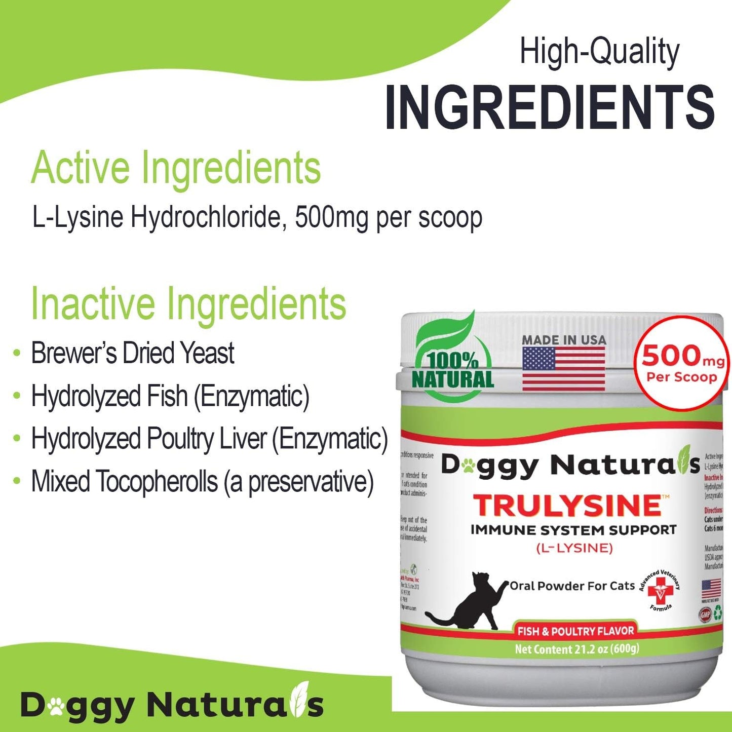 Pet Health Pharma Trulysine L-Lysine Powder for Cats 21.2oz - Immune Support, All Ages, Sneezing, Runny Nose, Watery Eyes - Fish & Poultry Flavor