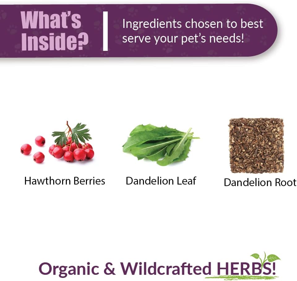 Pet Herbal Supplement for Heart Care - Amber NaturalZ Hawthorn and Dandelion | 1oz Glass Bottle | Made in USA