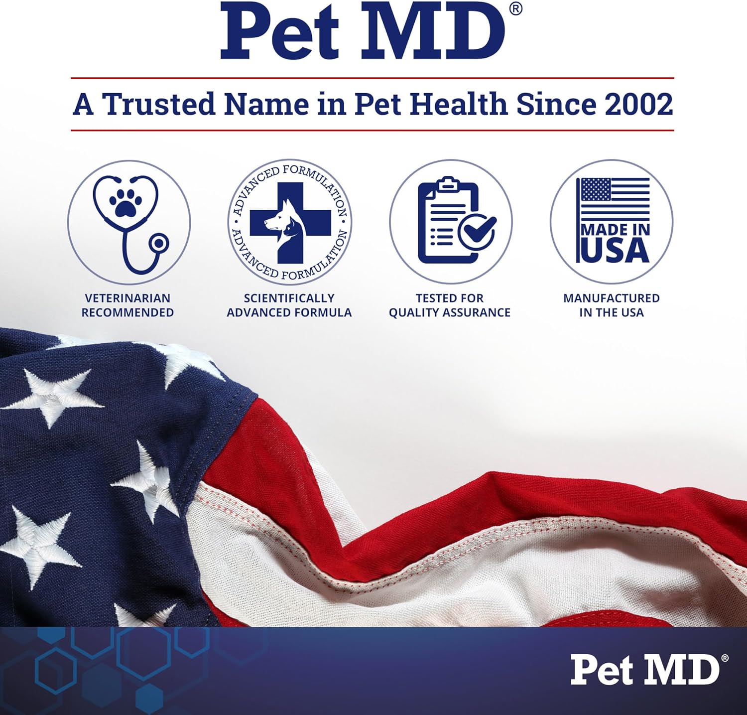 Pet MD 5in1 Dog Multivitamin with 30 Essential Nutrients for Skin & Coat, Hip & Joint, Digestion - Senior Dog & Puppy Vitamins - 60ct Bottle with Glucosamine, Omega 3 6 9, & Probiotics